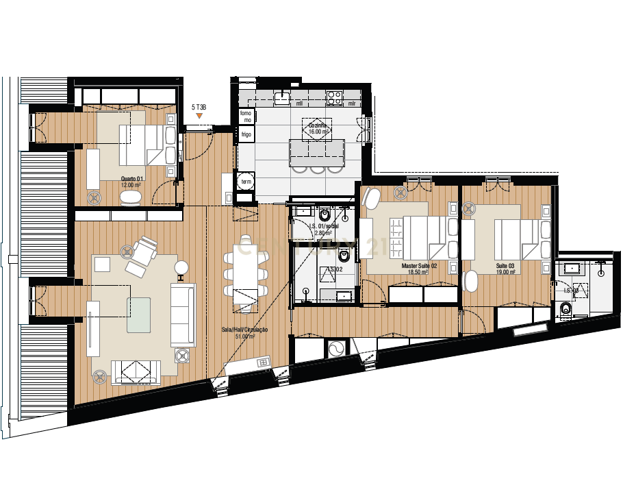 Amplo T3 com interiores luminosos e layout ideal para vida familiar. EN — Spacious three-bedroom with bright interiors ideal for family living. ES — Amplio apartamento de tres dormitorios con interiores luminosos. - Image 8
