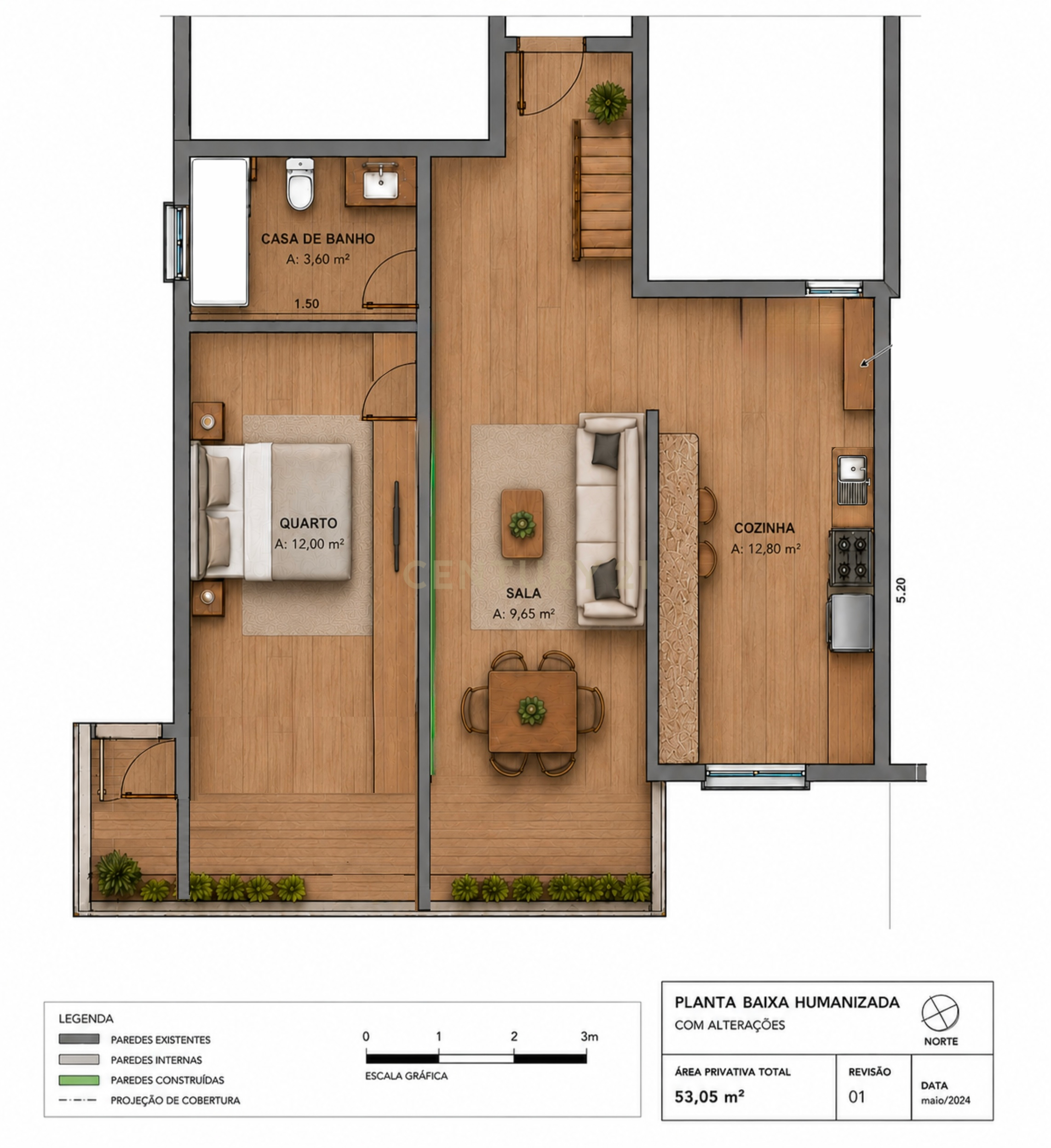 Fotografia 12 de T2 duplex, remodelado com 91 m², sotão e varanda em Pai do Vento, Cascais