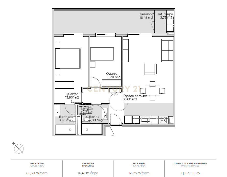Brisa D´Avenida Residences | T2 NOVO | Varanda | 2 lugares de parqueamento | Fr. AT - Image 27