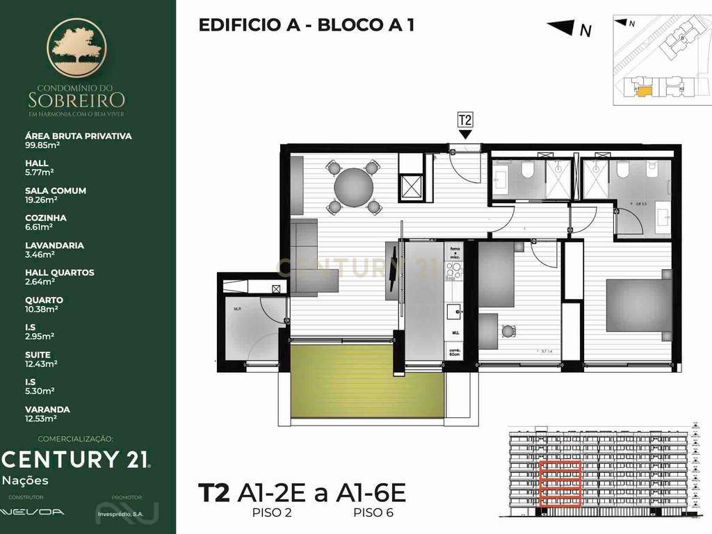 Condomínio do Sobreiro | T2 com 101m2 em Matosinhos, Senhora da Hora, junto ao Metro - Image 19
