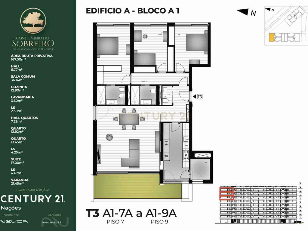 Condomínio do Sobreiro | T3 com 168m2 em Matosinhos, Senhora da Hora, junto ao metro - Image 35