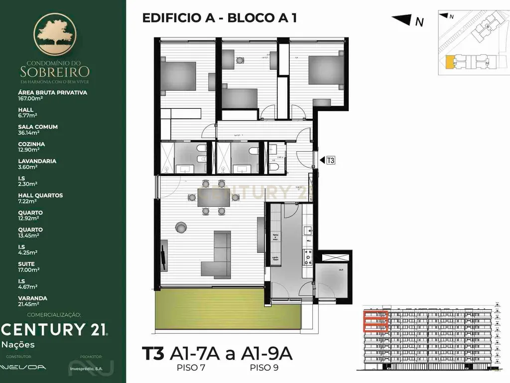 Condomínio do Sobreiro | T3 com 168m2 em Matosinhos, Senhora da Hora, junto ao metro - Image 35