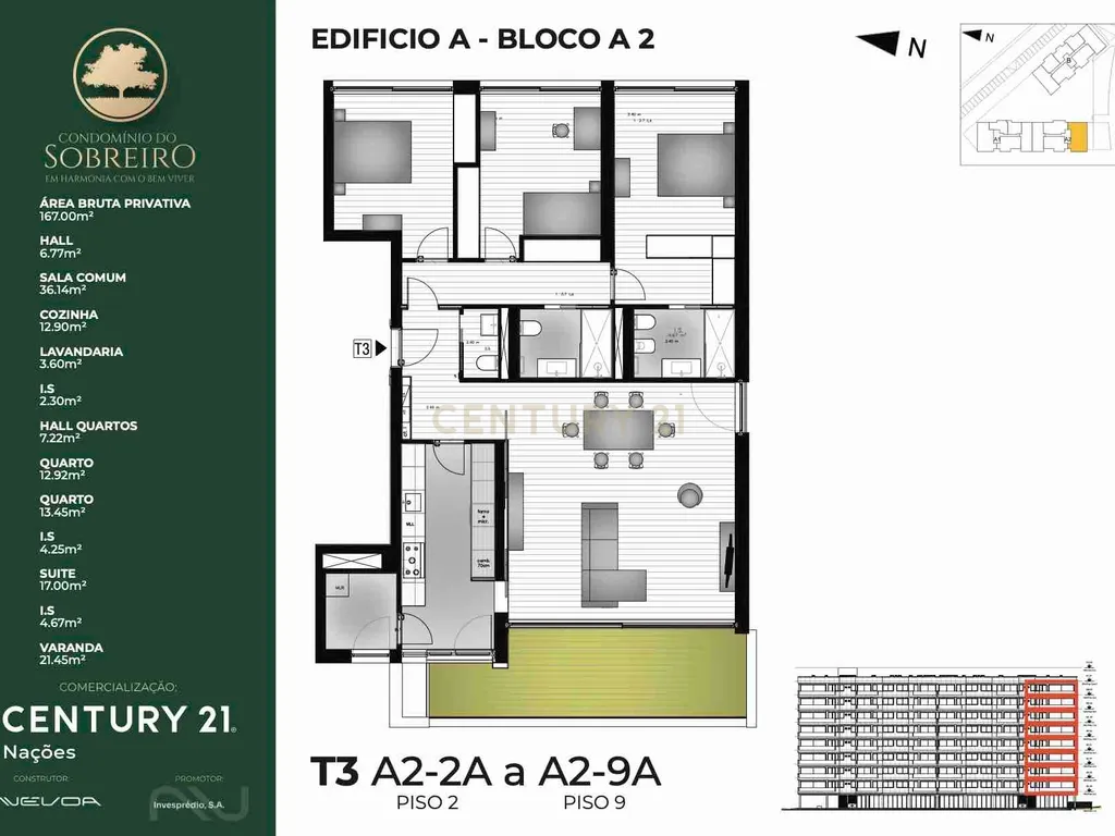 Condomínio do Sobreiro | T3 com 167m2 em Matosinhos, Senhora da Hora, junto ao metro - Image 33
