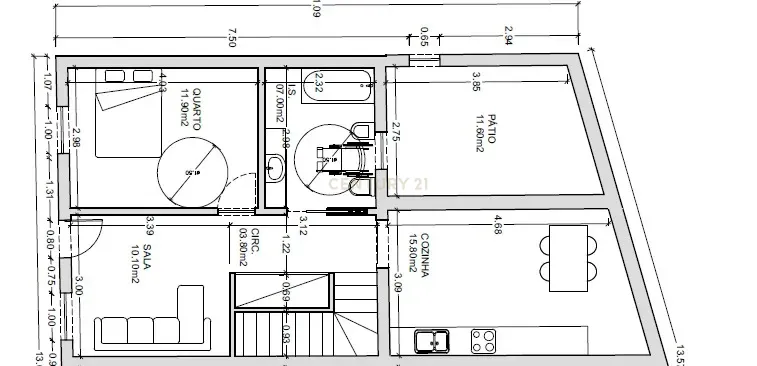 Moradia T2 Geminada com Terreno Urbano - Image 25